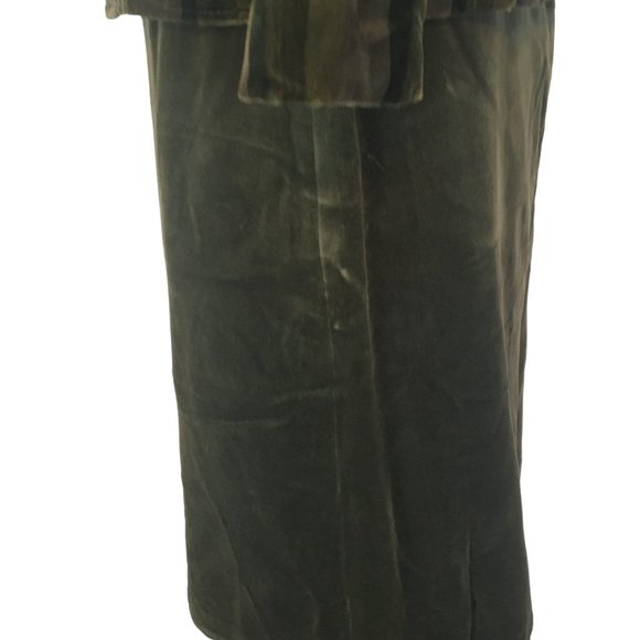 Tan Jay Green Velvet Skirt Suit, Jacket Blazer, Open Front,‎ sz 12, 28 waist - Picture 9 of 14